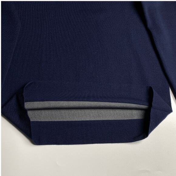 Saks Fifth Avenue Mens Navy Quarter Zip Merino Wool Blend Sweater - Picture 6 of 12